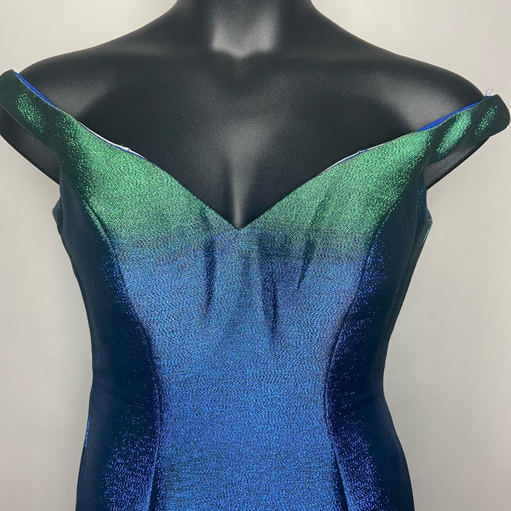 Rachel Allan Royal Blue and Green Formal Dress-Size 8